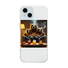 hanabatakeyasuのBear3’s Soft Clear Smartphone Case