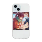 aoicanonの雪の結晶を研究する女性 Soft Clear Smartphone Case