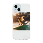 RAKICHIのドラゴンがサーフィンをしています Soft Clear Smartphone Case