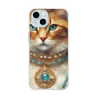 esmeralda64のパライバトルマリンの瞳の猫 Soft Clear Smartphone Case