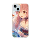 推しの美少女とアイドルの金魚と浴衣姿の女の子 Soft Clear Smartphone Case