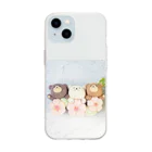 kumamia（くまみあ）のくまの3兄弟（桜） Soft Clear Smartphone Case