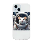 しろはむの宇宙旅行する白いハムスター Soft Clear Smartphone Case