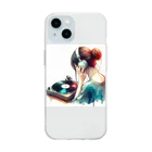 音楽ルー106のレコードと女性 Soft Clear Smartphone Case