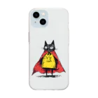 Lapis SHOPの黒猫ヒーロー Soft Clear Smartphone Case