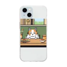 masaのテーブルの上でおねだりしている猫 Soft Clear Smartphone Case