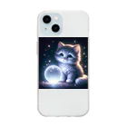 katohkouchiの夜の探検家、光と遊ぶ猫 Soft Clear Smartphone Case