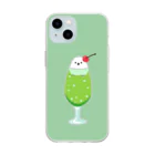 ハナのお店のシマエナガソーダ（グリーン） Soft Clear Smartphone Case