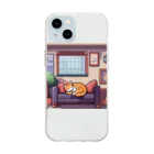 masaの飼い主の膝の上で寝ている猫 Soft Clear Smartphone Case