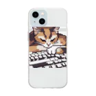 Overdrive Oasis-オーバードライブオアシス-のキーボードで寝る猫 Soft Clear Smartphone Case