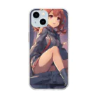 プリンゴブリンの夕陽に輝くロケット子さん Soft Clear Smartphone Case