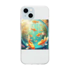 りばーあにまるの泳ぎ回る金魚たち Soft Clear Smartphone Case