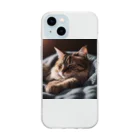 LuckyRiverShineの寝ている猫 Soft Clear Smartphone Case