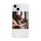 LuckyRiverShineの遊んでいる猫 Soft Clear Smartphone Case