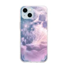 ツキノシタ/ tukinoshitaの夜の満月　輝き Soft Clear Smartphone Case