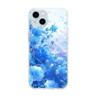 AQUAMETAVERSEの青い薔薇の花園　BLUE PLUM  691 Soft Clear Smartphone Case