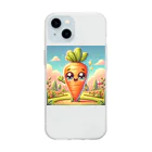 Reo_itemsの擬人化した可愛い犬の画像を生成してください Soft Clear Smartphone Case