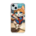 bleeの新体操する猫 Soft Clear Smartphone Case