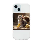 だんのんの可愛いヒヨコと猫ママ Soft Clear Smartphone Case