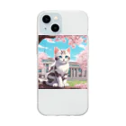 yoiyononakaの春と桜と虎縞白猫10 Soft Clear Smartphone Case