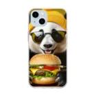 Colorful Canvasのハンバーガーを食べるパンダ Soft Clear Smartphone Case