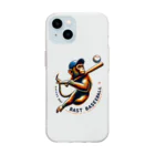 Mushikingの野球をするサル Soft Clear Smartphone Case