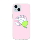 くらきち ONLINE SHOPのねこタイツとしましまクッション Soft Clear Smartphone Case