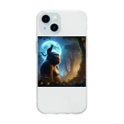 Super_Bluemoonの不思議な世界のゴリラと黒猫の友情♪ Soft Clear Smartphone Case