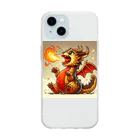 nekodoragonの火噴き猫ドラゴン Soft Clear Smartphone Case