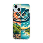 kotpopのThe Owl's Lament for the Disappearing Forests Soft Clear Smartphone Case