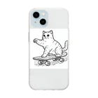 hakumenhonのスケートボード猫 ソフトクリアスマホケース