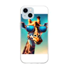 GIRAFFEのサングラスをかけたキリン Soft Clear Smartphone Case