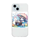 かるるんショップのカメラと傘とうさ耳少女とシリーズ　撮影 Soft Clear Smartphone Case