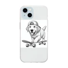 hakumenhonのスケートボード犬 Soft Clear Smartphone Case