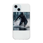 ninja925の水の上を走る忍者 Soft Clear Smartphone Case