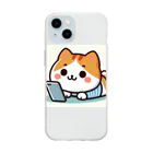 ロボなねこちゃんのスマホ中毒だにゃあ ソフトクリアスマホケース