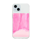 ピンク系水彩画の水彩 ベビーピンク Soft Clear Smartphone Case