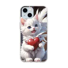 Be.BonHa 【ビーボナ】のハートを抱いた子猫 Soft Clear Smartphone Case