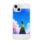 AIと魂の修道会のスプリングキャッチぬこ Soft Clear Smartphone Case