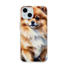 Animal Illustration shopのポメラニアン　Pomeranian　水彩画風 Soft Clear Smartphone Case