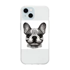 鼻ぺちゃ犬と和猫のほほえみフルブル Soft Clear Smartphone Case