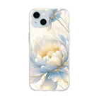 cute styleのLucky Flower Silver Blue Soft Clear Smartphone Case