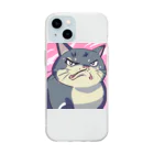 burebiの怒る猫 Soft Clear Smartphone Case