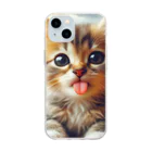 kangekiのあかんべにゃんこ Soft Clear Smartphone Case