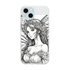 かるるんショップの妖精の花嫁シリーズ　モノトーン　バストアップ Soft Clear Smartphone Case