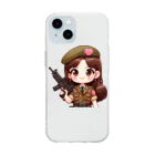 WakuWakustoreのarmy girl Soft Clear Smartphone Case