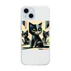 スタイル112の黒猫　キュビズム01 Soft Clear Smartphone Case