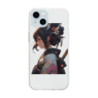 WakuWakustoreのBeautiful Samurai Soft Clear Smartphone Case