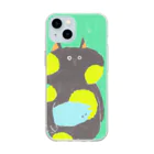 ミミック@油絵イラストレーターの魚をかかえるネコ Soft Clear Smartphone Case