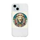 chaochao0701の浮世絵風　ライオン（顔）"Ukiyo-e style lion (face)."  "浮世繪風格的獅子（臉）。" Soft Clear Smartphone Case